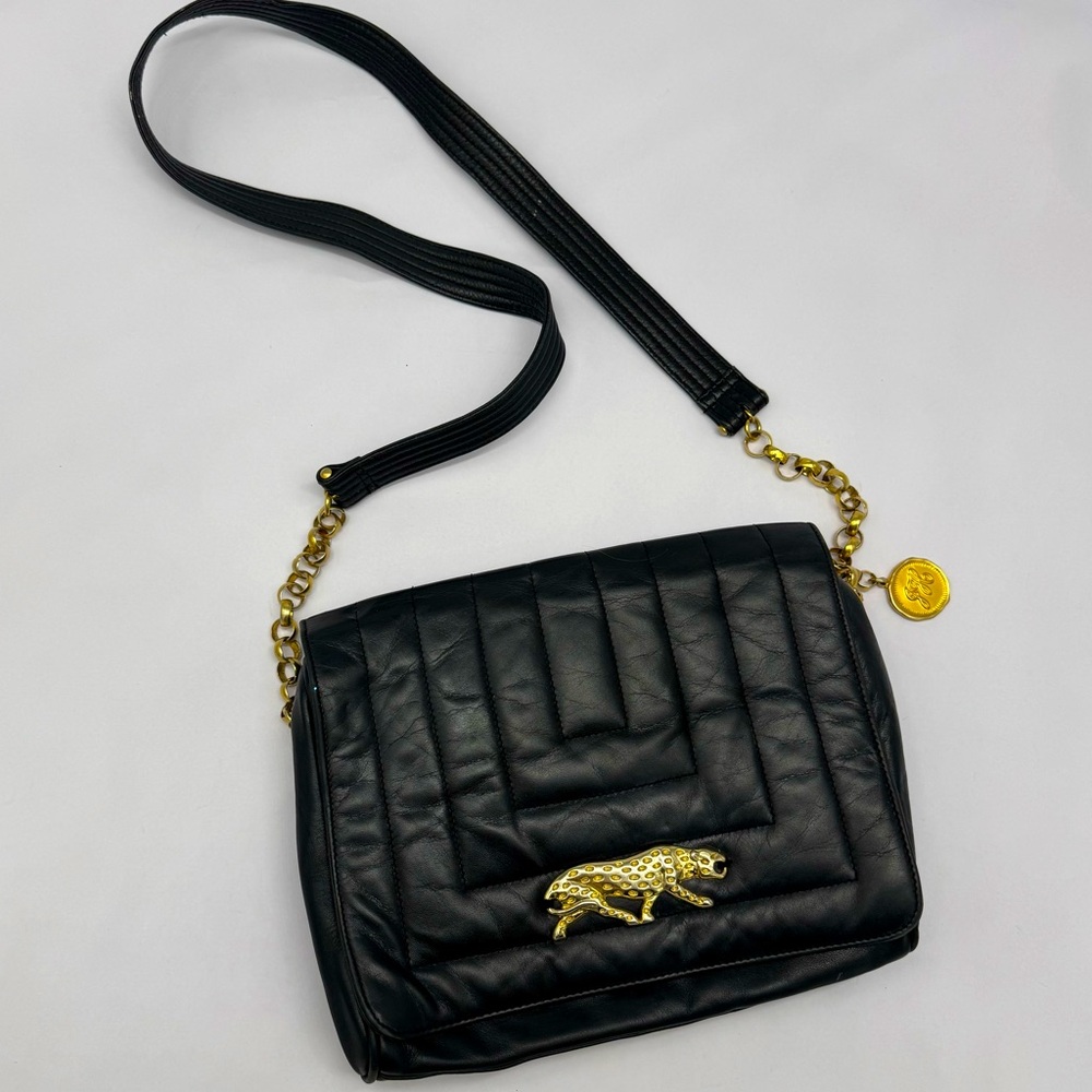 Jay Herbert by Sharif black leather shoulder bag : panther